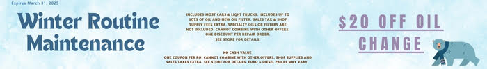 Winter Routine Maintenance -- $20 Off Oil Change